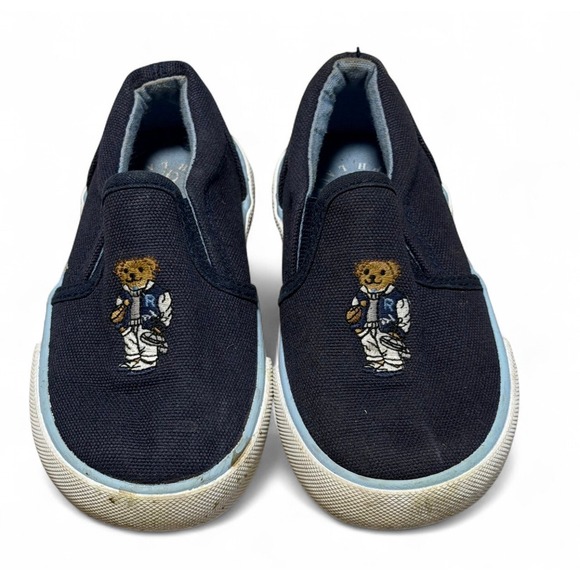 Polo Ralph Lauren Other - Polo Ralph Lauren Toddler Slip On Shoes Bear Navy Canvas Size 7